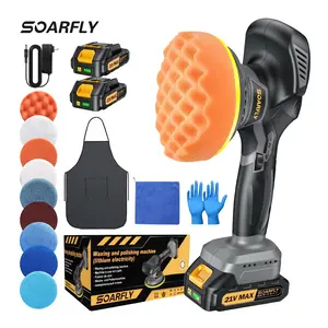 SOARFLY Cordless  Buffer  Kit, 6-Inch Orbital  with 2×21V Batteries, 6-Speed, for  Detailing, Waxing and Scratch Removal