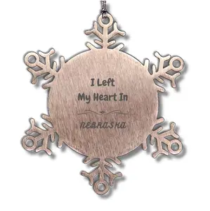 I Left My Heart In Nebraska Snowflake Ornament Christmas Gifts