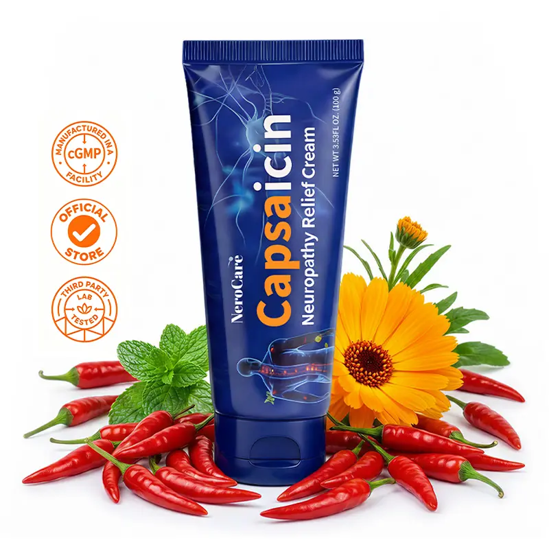 NeroCare Capsaicin 0.1% Hot Patch-in-Cream Warming Cream | Intense Heat Sensation for Nerve Pain & Neuropathy Discomfort | External Analgesic Care for Feet, Legs, Hands & Back, 100g