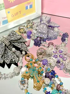 Sparkly Bow & Cross Bag Charms, Assorted Rhinestone Pendants for Women, Detachable, Unique Birthday & Holiday Gifts, Glam Statement Vibe
