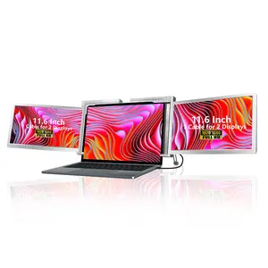 Laptop Screen Extender - [M1/M2/M3/Windows][Only 1 Cable to Connect] 11.6 inch Triple Portable Monitor for 13"-14.1" Laptop, 1080P |16:9 | FHD IPS | Powered by Type c/USB A, S100 Grey