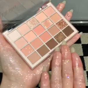 Spring Series 20-Color Eyeshadow Palettes, Korean Nude Oatmeal & Rose Shades, Matte Shimmer Glitter Effects, Radiant Makeup Look