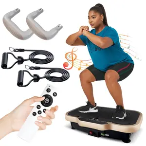 Vibration Plate Exercise Machine with 330-440LBS Capacity – 180 Levels, 5 Modes, 22in Wide, Remote & Button Control, Pull Straps & Push-Up Grips, Full Body Workout Platform for Home Gym Outdoorfun
