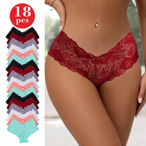 Amazon's Choice 18 Packs Women's Solid Color Panties Breathable Comfortable Stylish Moms All Seasons Soft Comfy Knicker mix color woman Galentines Day Cute Panty Set Soft Lace Matching For Girlfriends Floral Lace Underwear Set for Women Womenswear,summerv