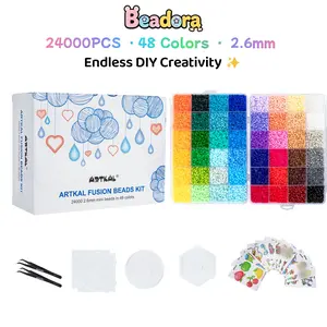 Beadora Mini Fuse Beads Kit 2.6mm – 24000 PCS DIY Craft Set for Kids, Creative Gift with Pegboards, Patterns & Ironing Papers, Perfect for Birthday & Holidays melting Beads