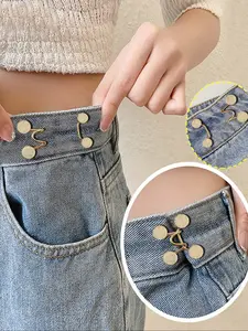 Adjustable Waist Belt Buckle Safety Pin for Pants Skirts Jeans, High-Quality Metal Anti-Exposure Pin Fashion Accessory for Men & Women