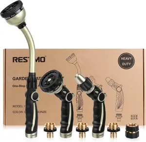 RESTMO Garden Watering Combo, Heavy Duty Hose Sprayer | Metal Hose Wand | High Pressure Hose Nozzle, Thumb Flow Control, Quick Connect Fittings Included, Easy to Reach Anywhere in Garden & Lawn summergarden
