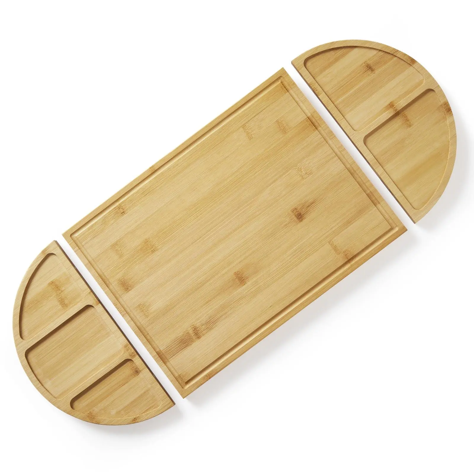 Garvee 3 Pcs Cheese Board Set with Magnetic, Large Bamboo Cutting Board Set with 5 Built-In Compartments and Deep Juice Grooves, Cheese Platter for Kitchen, Party