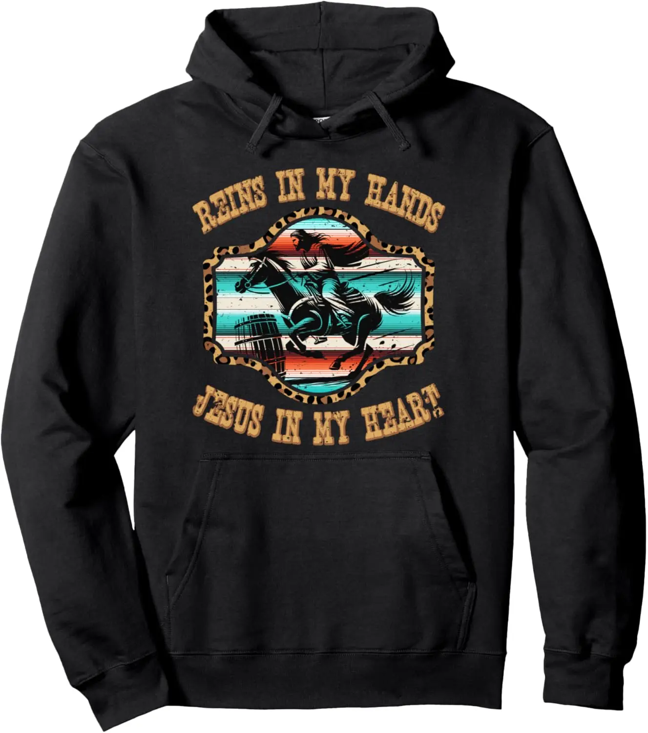 Jesus barrel racing cowgirl serape cowboy horse christian Pullover Hoodie 4