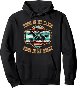 Jesus barrel racing cowgirl serape cowboy horse christian Pullover Hoodie 4