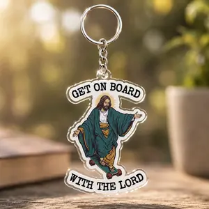 Get On Board With The Lord Jesus Acrylic Keychain Christian Faith Gift