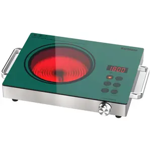 Karinear Corded 1800W Portable Electric Single Burner - Ceramic Infrared Countertop Hot Plate with Handle, Knob Control, Timer Control, Safety Lock for Household Kitchen Cooking