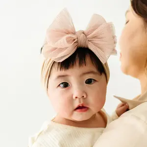 Baby Bling® Tulle FAB® soft nylon/spandex wide headband with tulle bow