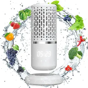 Fruit and Vegetable Washing Machine, Electric Fruit Cleaner, Faster Electrolytic Water, with Large Reaction Area, 6 min Countdown,Ideal for Cleaning Fruit,Vegetable,Rice,Tableware(Silver White)