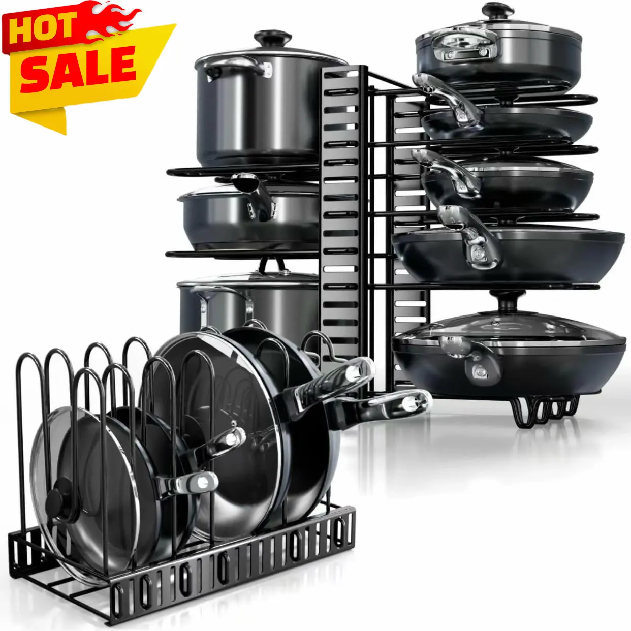 1 Set Pots and Pans Organizer : Rack under Cabinet, 8-Tier Kitchen Cabinet Organizers and Storage, Adjustable Pot Racks, Pot Organizers inside Cabinet with 3 DIY Methods Baking Rock,Birthday Gift Ideas Election,Farmhouse Summer 2024,installation,insert