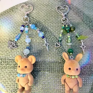 Handmade Beaded Animal Critter Keychains – Mouse, Bunny Bag Charms