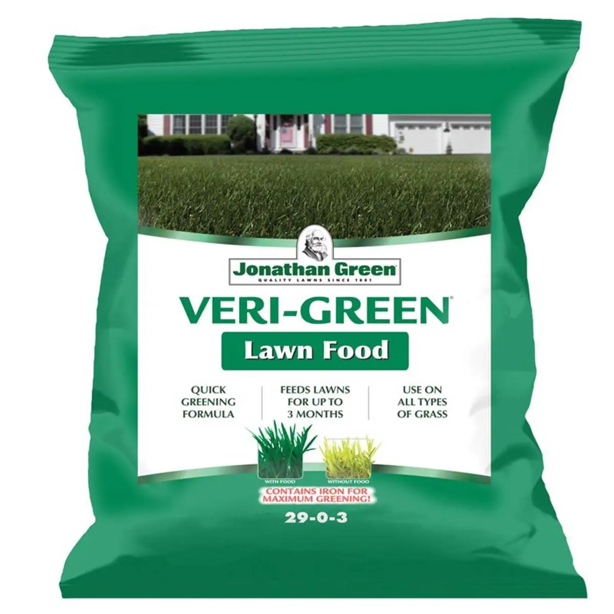 Veri-Green All-Purpose Lawn Food, 5000 sq. ft. Coverage, 29-0-3 Formula, Iron-Boosted for All Grasses to Green Turf