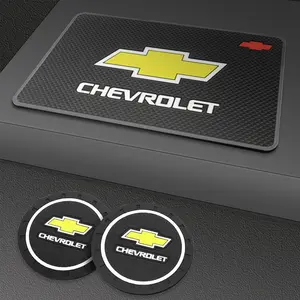 For Chevrolet Silverado Impala Malibu Equinox Camaro Tahoe/Suburban Car Accessories Car Anti-slip pads Mats coaster Water Cup silicone coasters bottle racks interior decoration 1/2Pcs