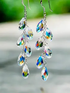 1 Pair Elegant Long Tessel Earrings for Women Dazzling Imitation Crystal Earrings, Wedding Jewelry Gift, Perfect for Parties & Birthdays, Stylish Female Accessories