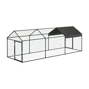 Large metal chicken coop, can accommodate 8-12 chickens, suitable for patio chicken coop, portable chicken coop, suitable for outdoor chickens, rabbits and ducks