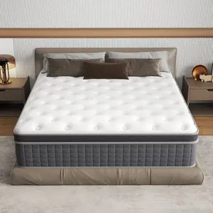 MULINATURE 10" 12" 14" Twin Full Queen King Mattress Luxury Hybrid Spring Mattresses Memory Foam Medium Firm Bed in a box Comfort Body Support Pressure Relief & Motion Isolation Hotel Gift Gray​