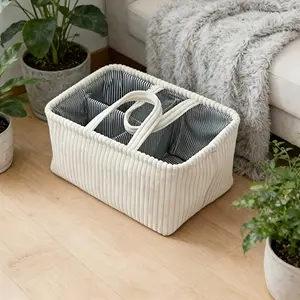 Portable Mommy Bag Organizer, Multifunctional Diaper Bag, Large Capacity Diaper Storage Basket with Multi Compartments, Baby Essentials Organizer for Bottles Diapers Toys Clothes, Perfect for Home Nursery Travel and Outdoor Use