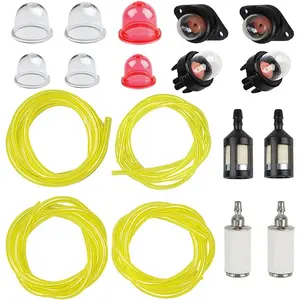 4 Size 4-Feet-Long Fuel Line Gas Hose Tube for Small Engine Weedeater String Trimmer Blower with Snap in Primer Bulb, Primer Pouland Bulb, Fuel