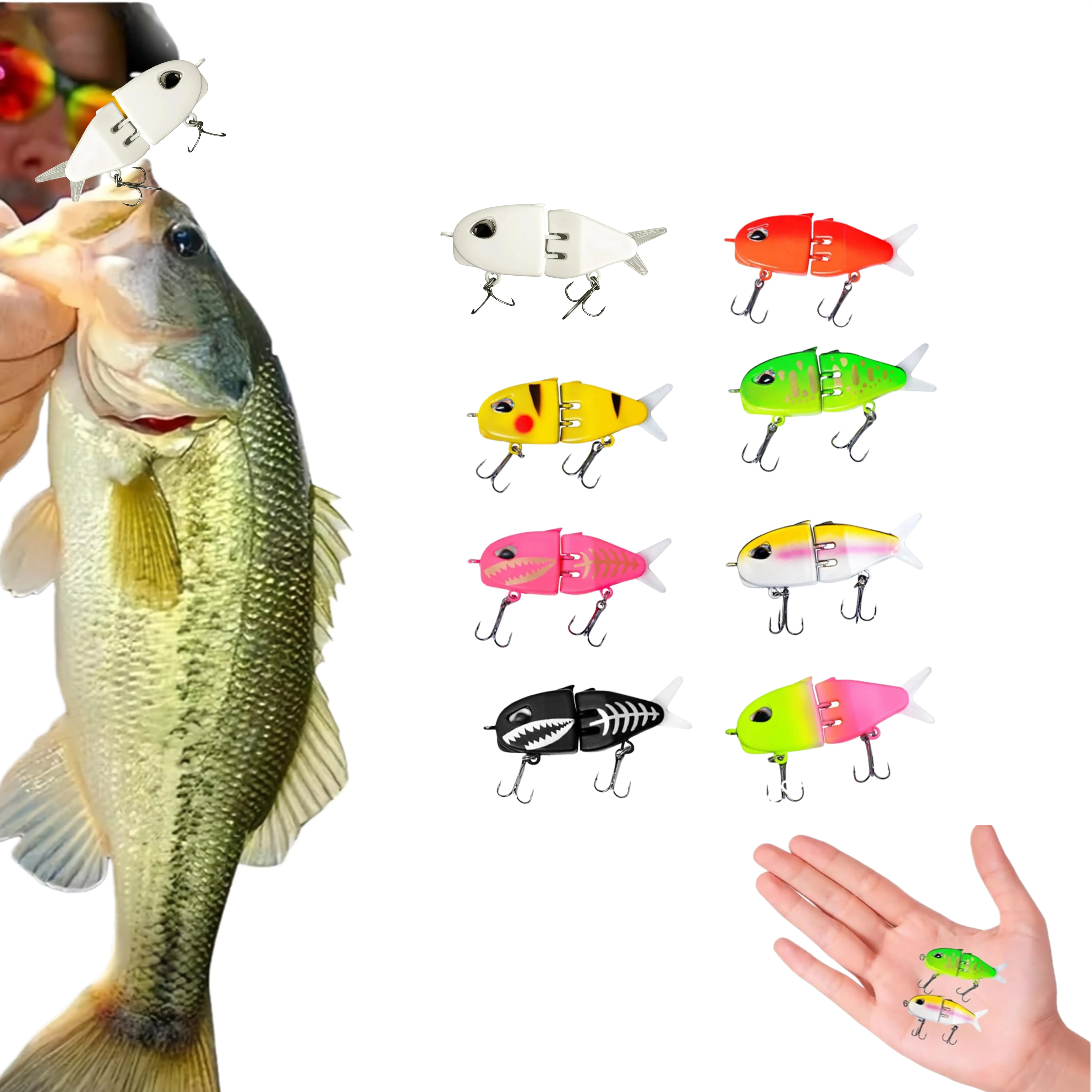 Mini Glide Bait Micro Glide Bait Fishing Lure 2.36 Inch Raptor Glide Bass with Dual Hooks Realistic Swimbaits for Freshwater and Saltwater Fishing