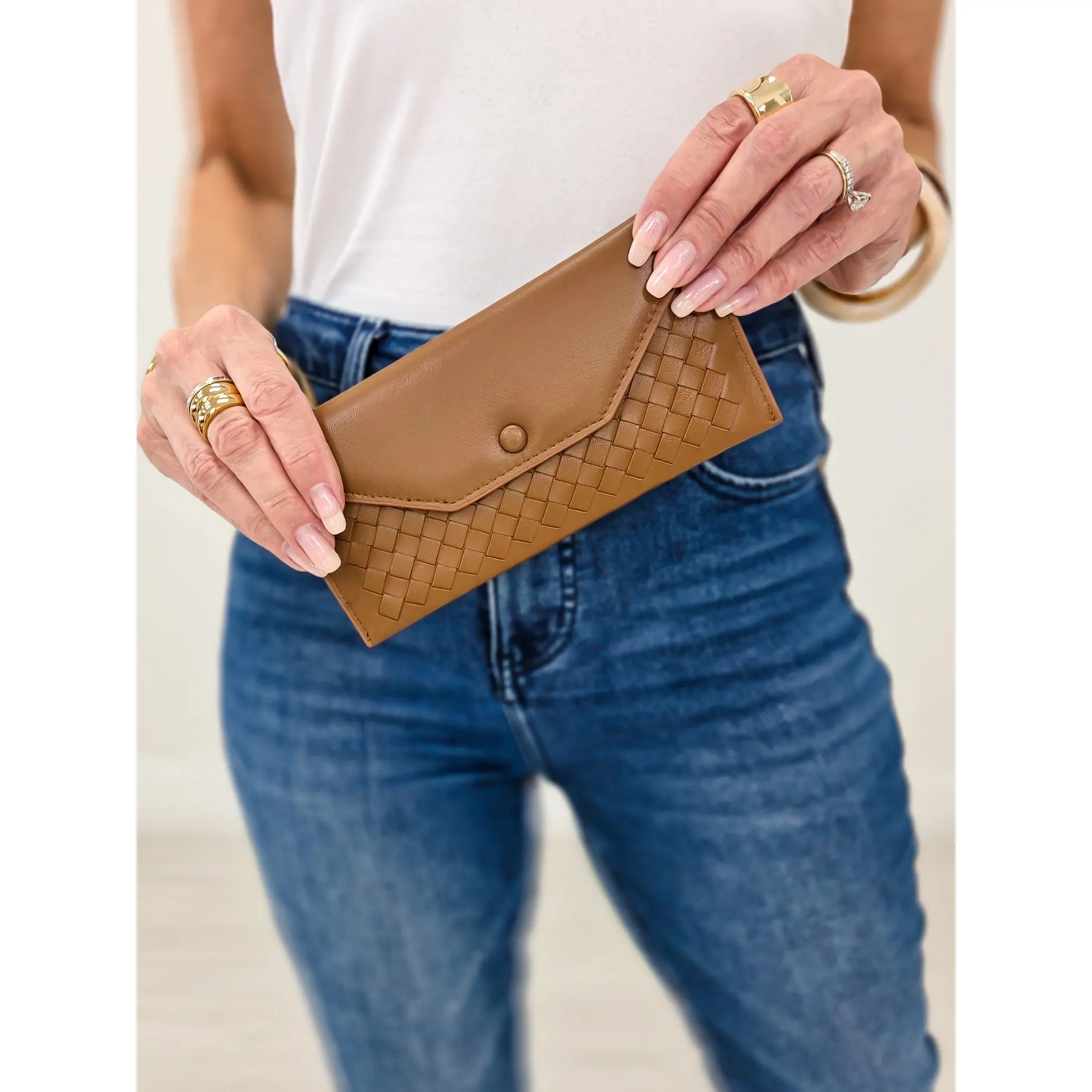 Woven Handmade Leather Wallet- Brown