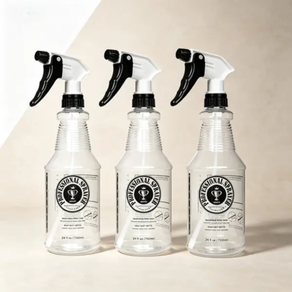 Heavy Duty Empty Spray Bottles 24oz 3 Pack for Cleaning Solutions, Car Detailing, Planting, Pet Care, Clear Finish with Measurements & Adjustable Nozzle, Reusable Mist Water Sprayer for Multipurpose Use