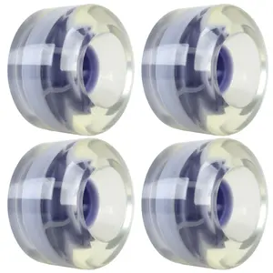Longboard Wheels 65mm Smooth Clear W/ Purple Hub USA Made 78A