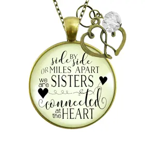 Love My Sister Necklace Side by Side Long Distance BFF Jewelry Gift