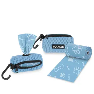 Best Pet Supplies Mesh Dog Waste Bag Dispenser with Velcro Strap - Leash-Attachable Poop Bag Holder for Walking | Lightweight Breathable Design | Fits Standard Roll Bags | Essential Dog Walking Accessory