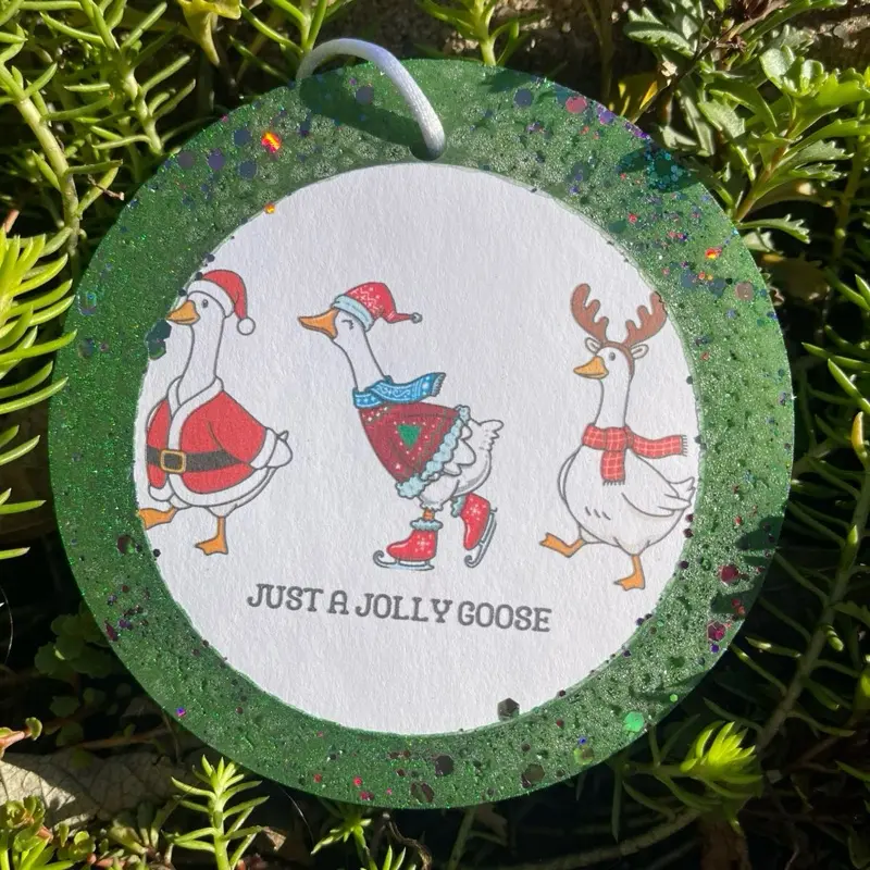 Just a Jolly Goose Car Freshie - Festive Christmas Design with Santa & Reindeer Car Freshie