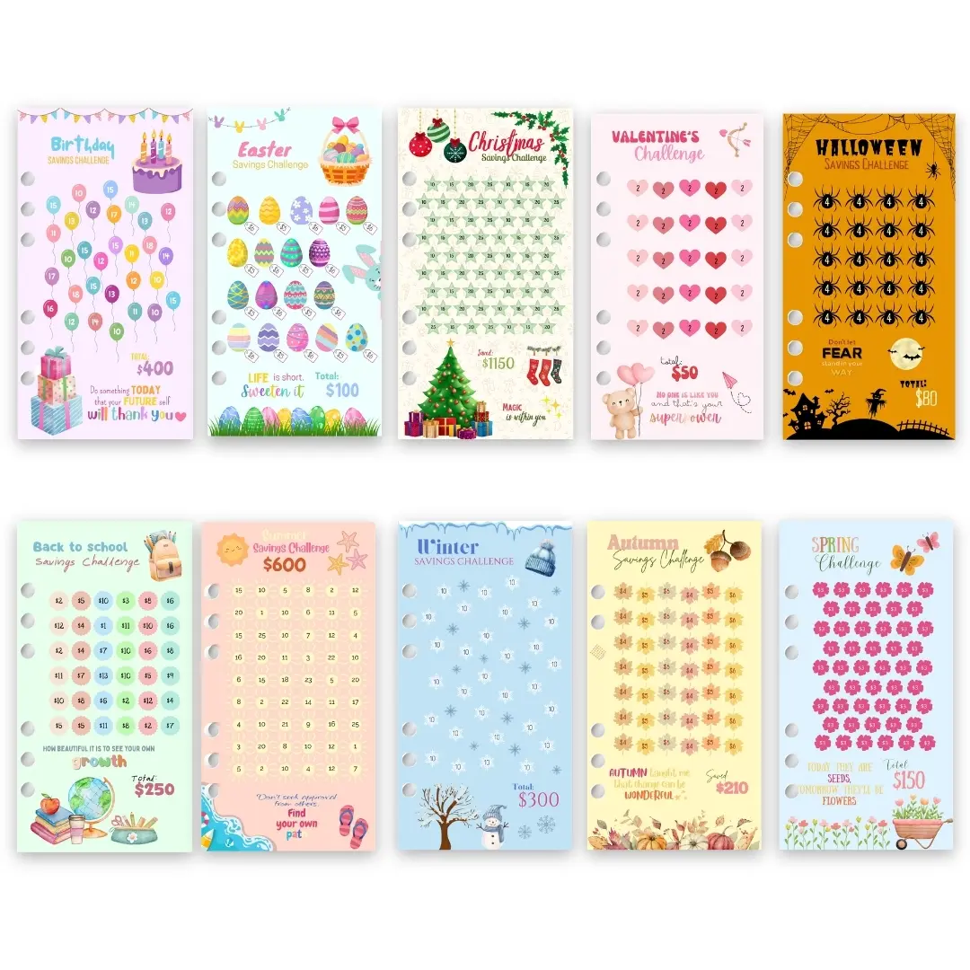 WHEN PIGS FLY | A6 10 Laminated Themed Savings Challenge Sheets