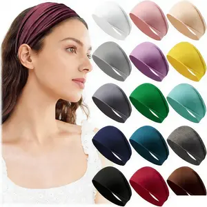 Sports Headband Yoga Sweatband for Men and Women, Running and Fitness Headband, Elastic Cotton Scarf, Solid Color Headbands