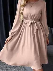 Elegant Satin Long Sleeve Dress