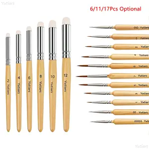 Domed Miniature Drybrush Set 6/11/17Pcs, High Precision Detailing Paint Brushes, Solid Wood Handle Design Suitable for Scale Model Making Craft Painting and Art Creation