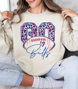 Go Bills Football Sweatshirt, Vintage Buffalo Football Crewneck, Buffalo Football Fan Gifts Fabric Fit, Gift For Christmas