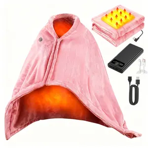 Cordless Heated Blanket (20000mAh Battery Included) 15s Fast Heating Wearable Electric Shawl (63"x33.5") | 3-Temp & Auto-Off | Velvet Poncho for Baseball Games, Neck & Back Pain Relief | Washable Throw for Camping, Overlanding & Office | Mother's Day Gift