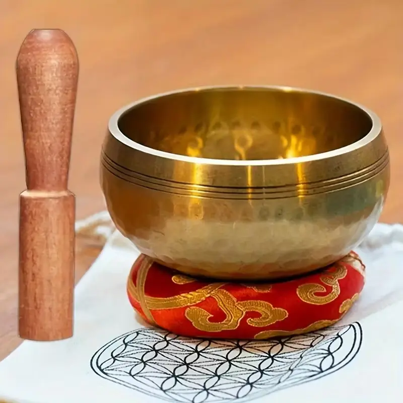 Meditation Singing Bowl Set for Sound Healing, Hand-Carved Copper Bowl with Wood Mallet and Pad, Yoga Stress Relief Chakra Balance Mindfulness Practice