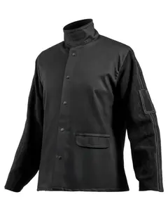 【Summervibes】VEVOR Flame Resistant Welding Jacket, Heavy Duty Split Cowhide Leather Sleeves + 9 oz. FR Pure Cotton Body, Heat-Resistant Welding Safety Jacket for Welder Fitters - XL Size