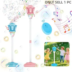 Electric High Speed Bubble Machine, Adjustable Height Bubble Toy with Lights and Music, Built in Lithium Battery, Equipped with 100ml Bubble Solution, Outdoor Party Birthday Gift for Boys and Girls