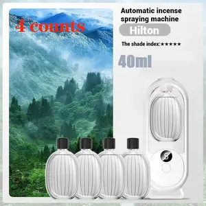 Rechargeable Aromatherapy Diffuser Set, Includes 4pcs 40ML Hilton Fragrance Refills, Portable Liquid Air Freshener Machine, Essential Diffuser, Aromatherapy Machines