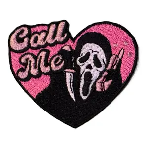 Call Me Embroidered Iron On Patch 3" Width x 2.5" Height