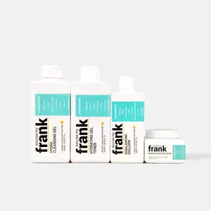 Excuse My Frank Unisex Oily Skin 4-Step Skincare Kit - Adult Daily Care Multi-Pack with Hydra-Cleansing Gel, Hydrating Gel Toner, Rebalancing Emulsion, Intense Moisturizing Cream for Oil Control, Hyaluronic Acid Boost
