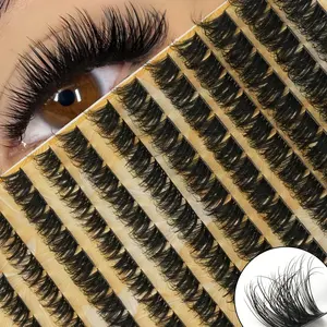 156 Cluster High Capacity 0.07mm D Curled DIY Eyelashes, Eyelash Extensions, Makeup, Mixed Length Thick Soft Fluffy, Reusable Travel Essential, Perfect Gift