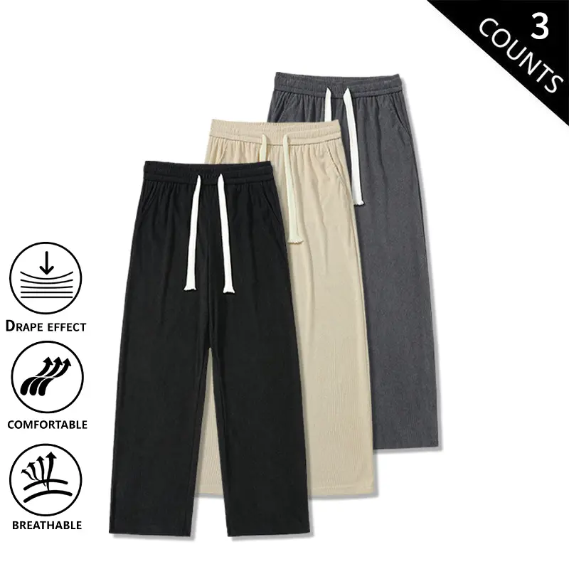 3-Pack Men’s Loose Straight Long Pants – Corduroy, Vintage Style, Versatile Casual Pants, Wrinkle-Resistant, Drapey Fabric 3-Pack Men’s Loose Straight Long Pants – Corduroy, Vintage Style, Versatile Casual Pants, Wrinkle-Resistant, Drapey Fabric