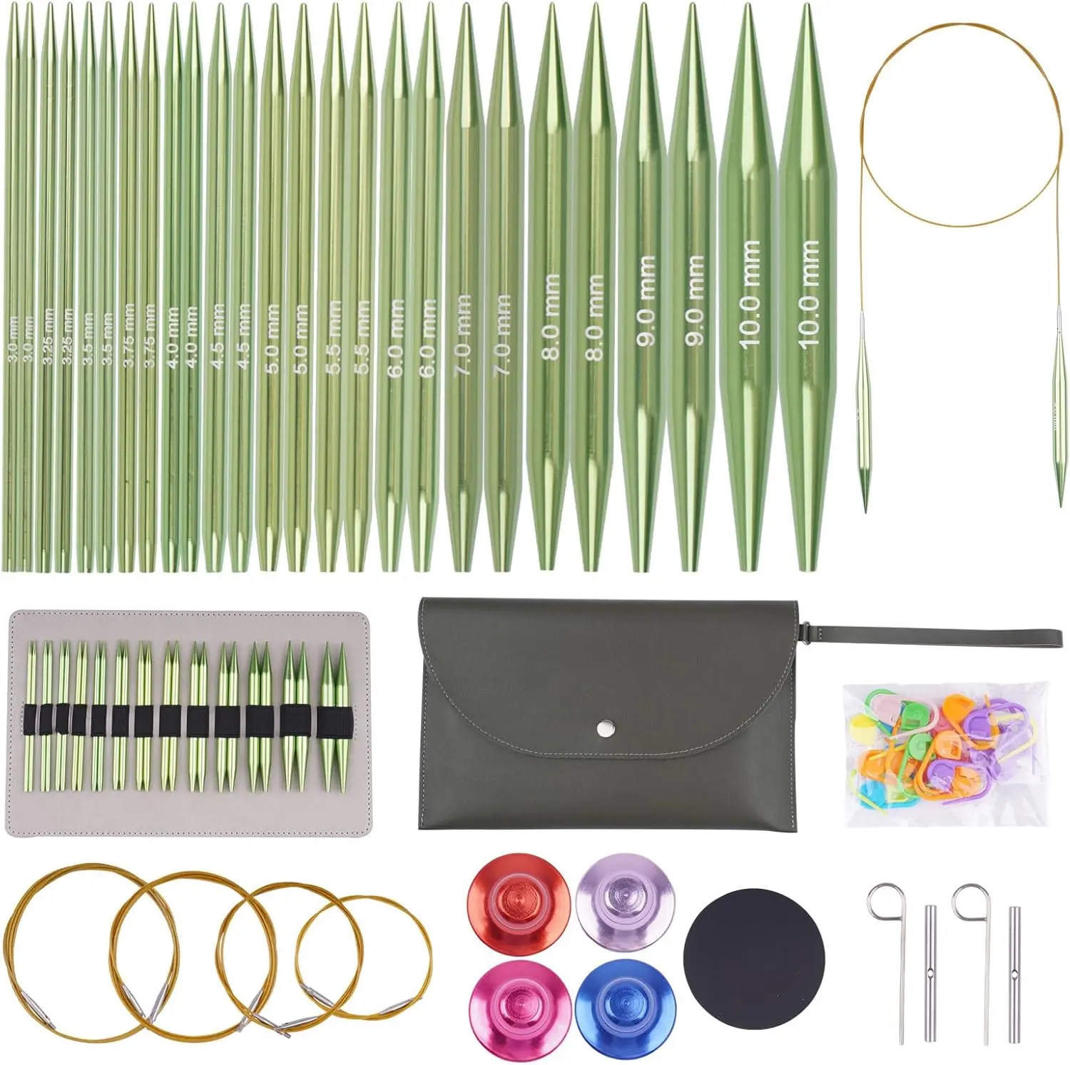 60 count Interchangeable Circular Knitting  Set with 13 Pairs  Circular Knitting  Set 3 mm to 10 mm,Lightweight and Durable for Handmade DIY Knitting with Knitting Accessories