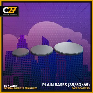 C27 Plain Base 50mm-40mm Scale Collectible Miniature, Highly Detailed Sculpt & Crisp Features for Painting Display, Tabletop Gaming & Room Decor